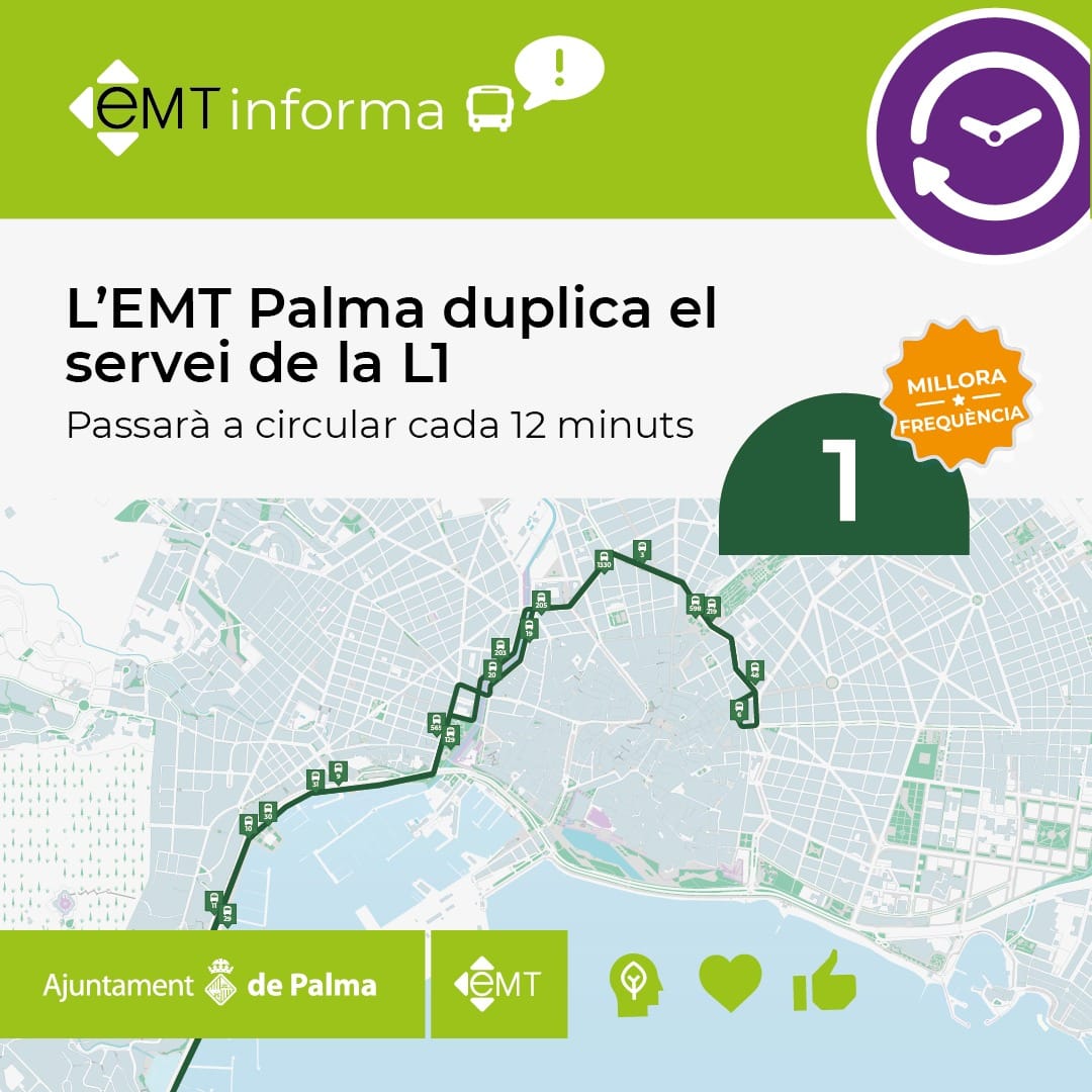 EMT verstärkt die Frequenzen der „L1“ wegen Bauarbeiten am Paseo Maritimo