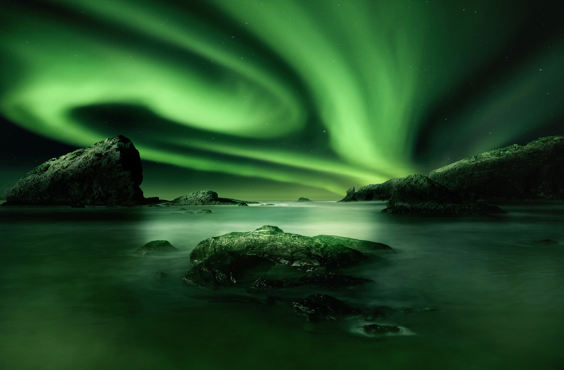 Felsen Nordlicht Meer