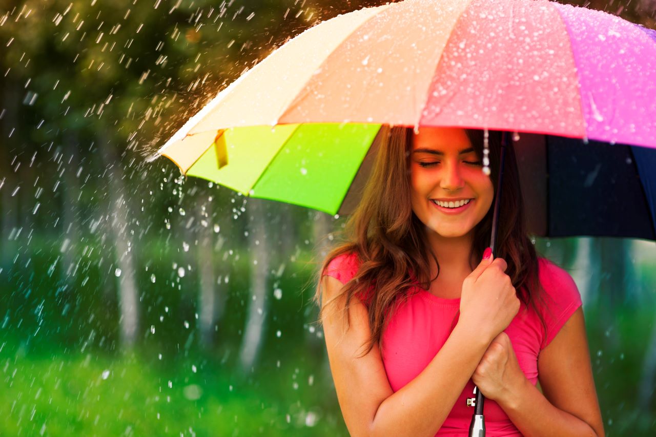 Frau mit Regenschirm