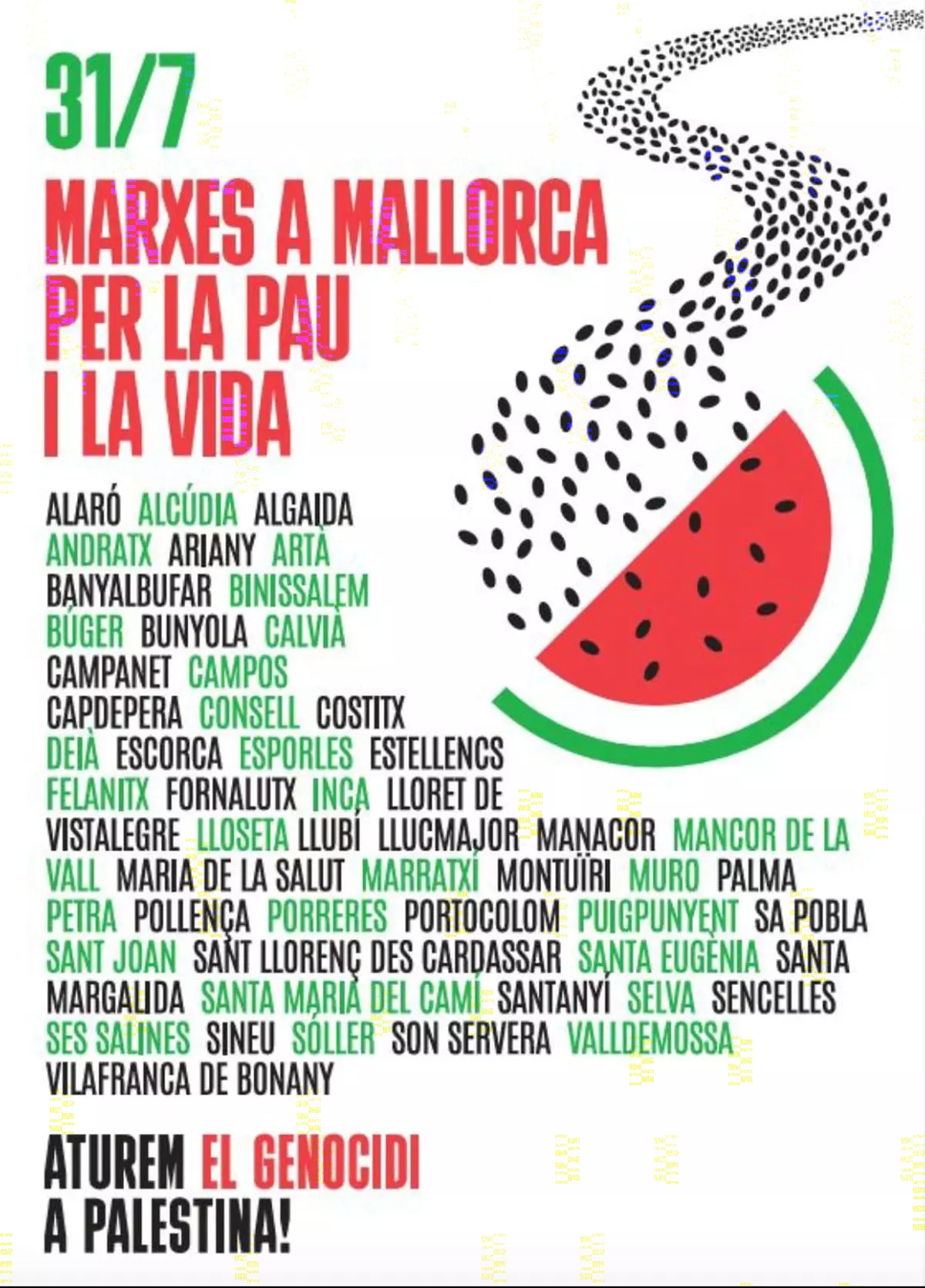 42 steden op Mallorca tegen genocide op het Palestijnse volk