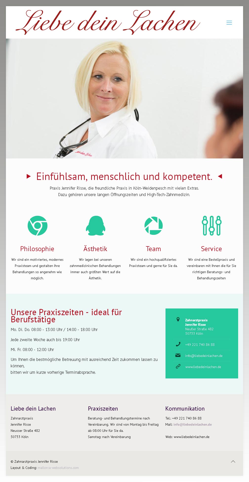 Kunde: ZA Jennifer Risse Entwicklung der CI, Grafik & Layout für Online & Printwerbung www.liebedeinlachen.de