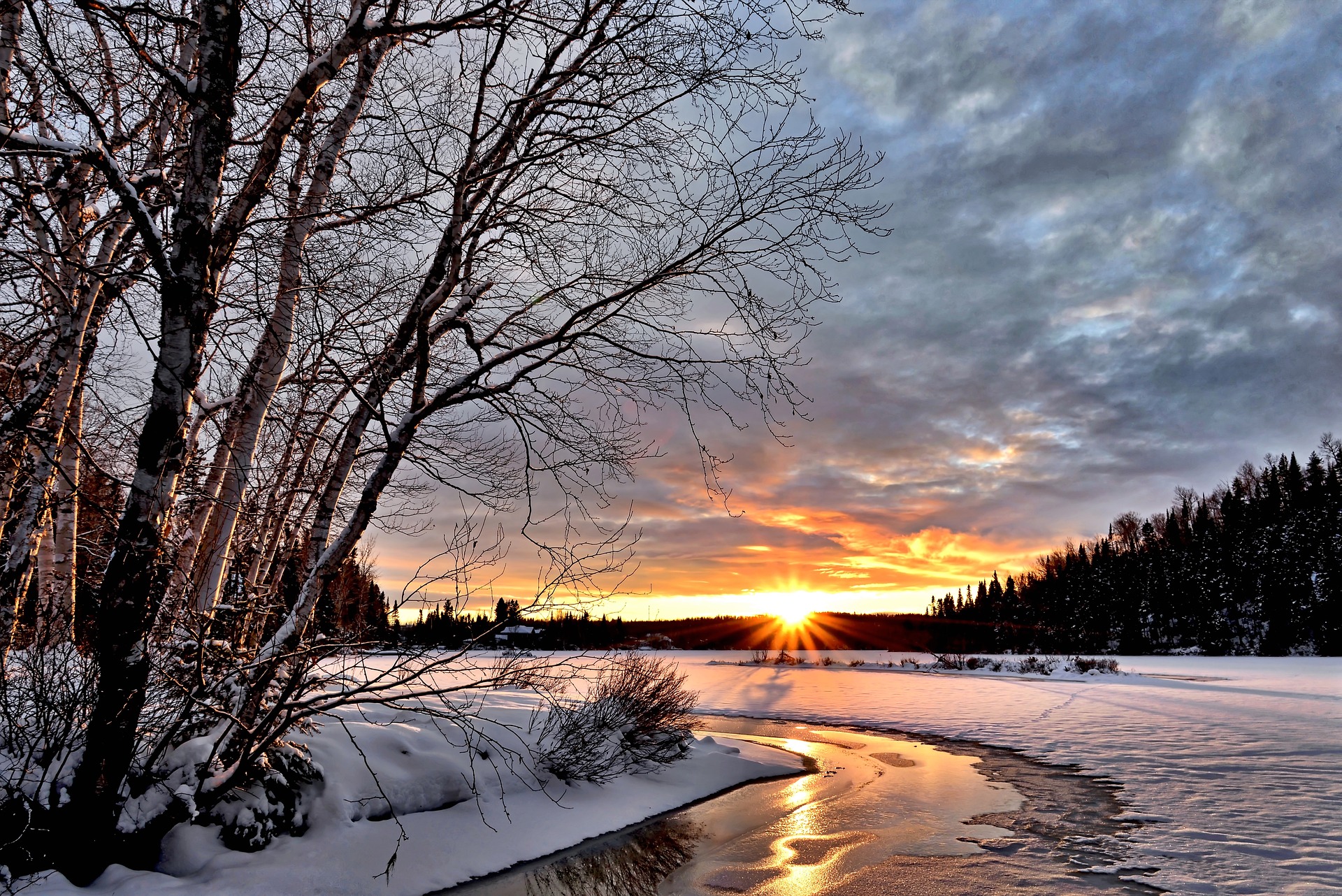Winterlandschaft Sonnenuntergang Dämmerung