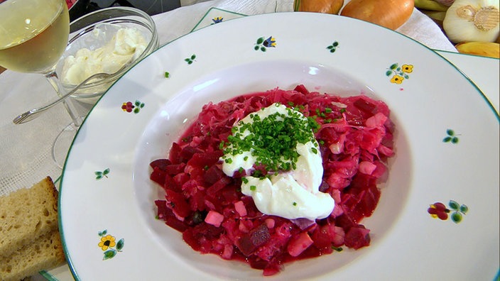 Eintopf mit Kassler, Sauerkraut und Rote Bete