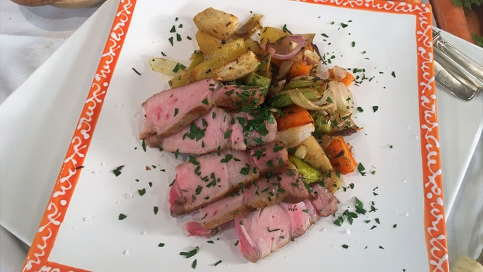 Ofengemüse mit Schweinskoteletts
