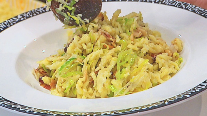 Spätzle mit Lauch und Speck