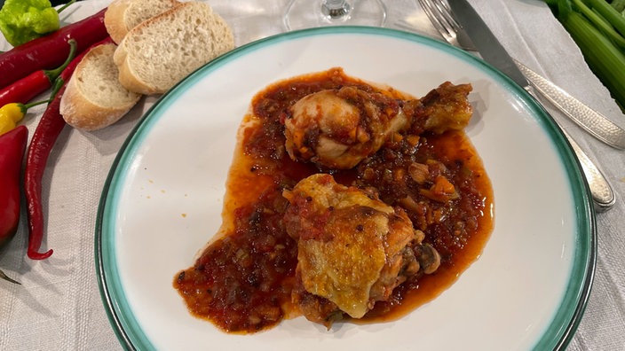 Geschmortes Huhn